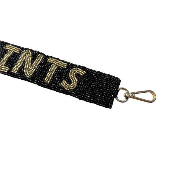 Saints Bag Strap l Black & Gold Bag Strap l Game Day Bag Strap l Gift for Her - Picture 2 of 3